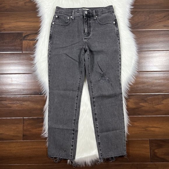 Madewell Size 25 Petite‎ Black Cosner Wash Perfect Vintage Denim Jeans NB058 - Picture 1 of 10